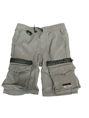 Gray Elastic Waist Shorts with Branded Tag